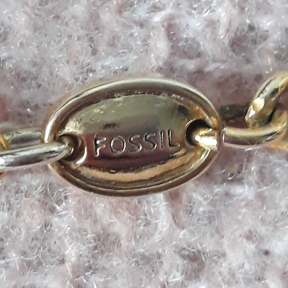 Fossil Statement Necklace, Black & Cream Triangular Stones, Gold Chain - Picture 6 of 7